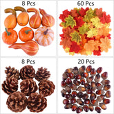 Herfstdecoratie Set – Mini Pompoenen, Dennenappels, Herfstbladeren & Eikels | Perfect voor Halloween & Thanksgiving